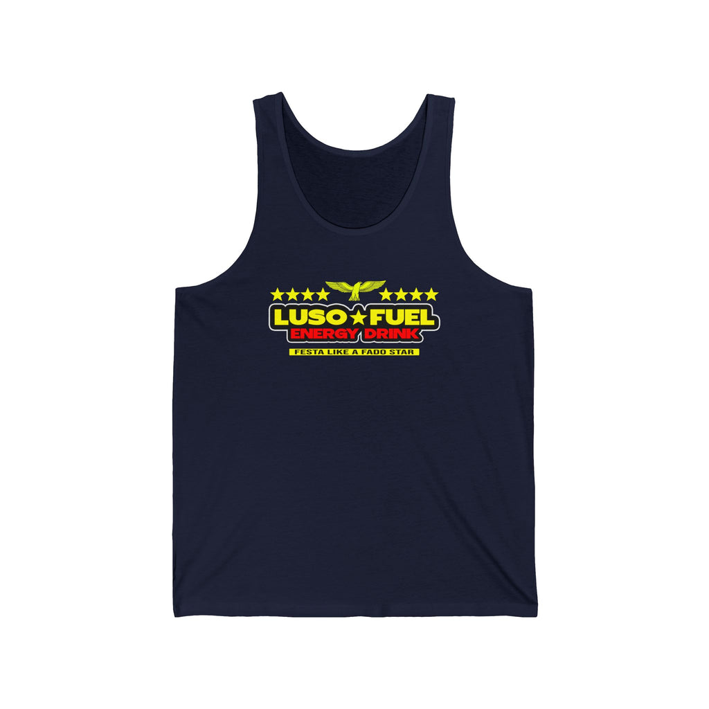 Luso Fuel Energy Drink Unisex Jersey Tank, Fitness Apparel, Summer Top, Workout Shirt, Gifts for Athletes, Gym Wear