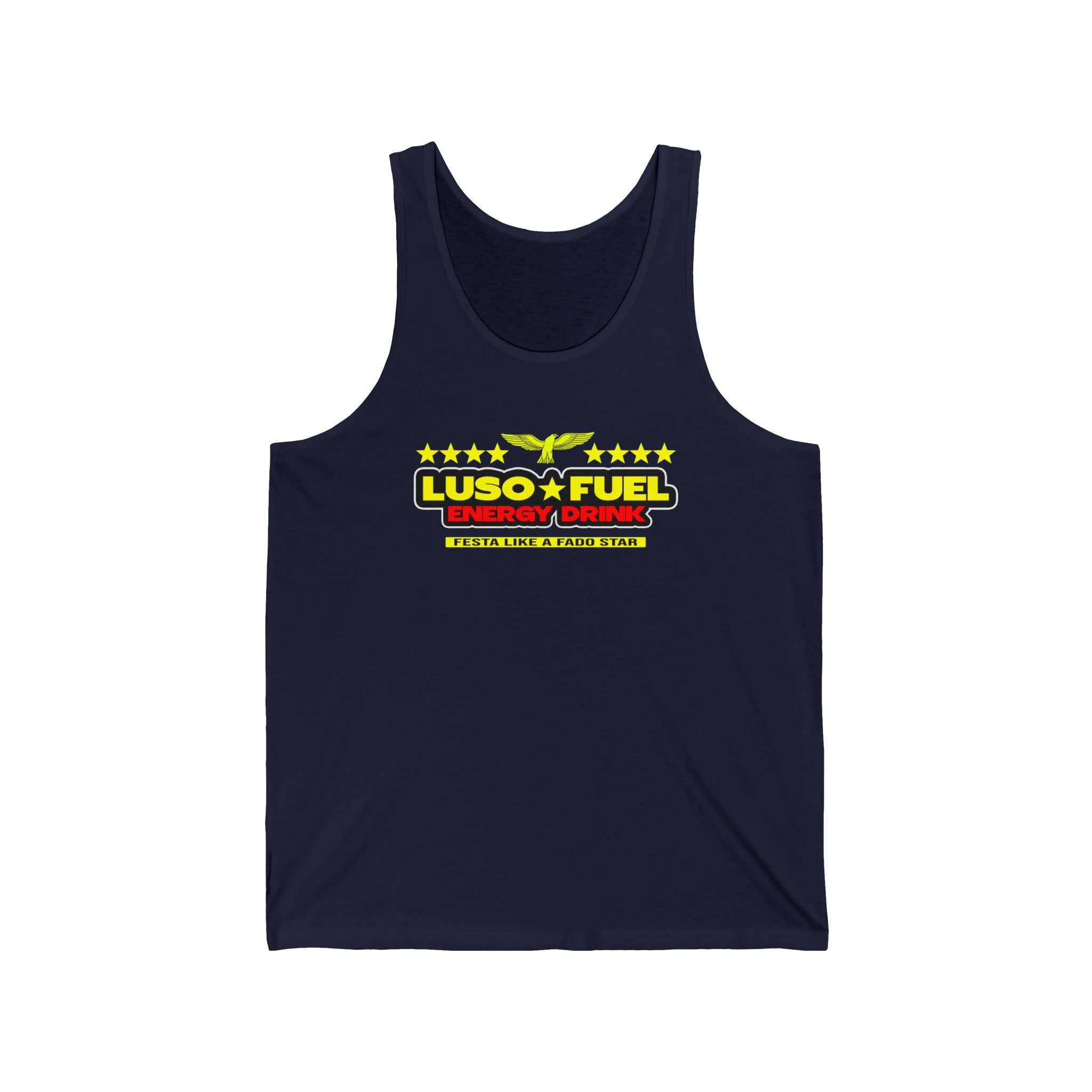 Luso Fuel Energy Drink Unisex Jersey Tank, Fitness Apparel, Summer Top, Workout Shirt, Gifts for Athletes, Gym Wear