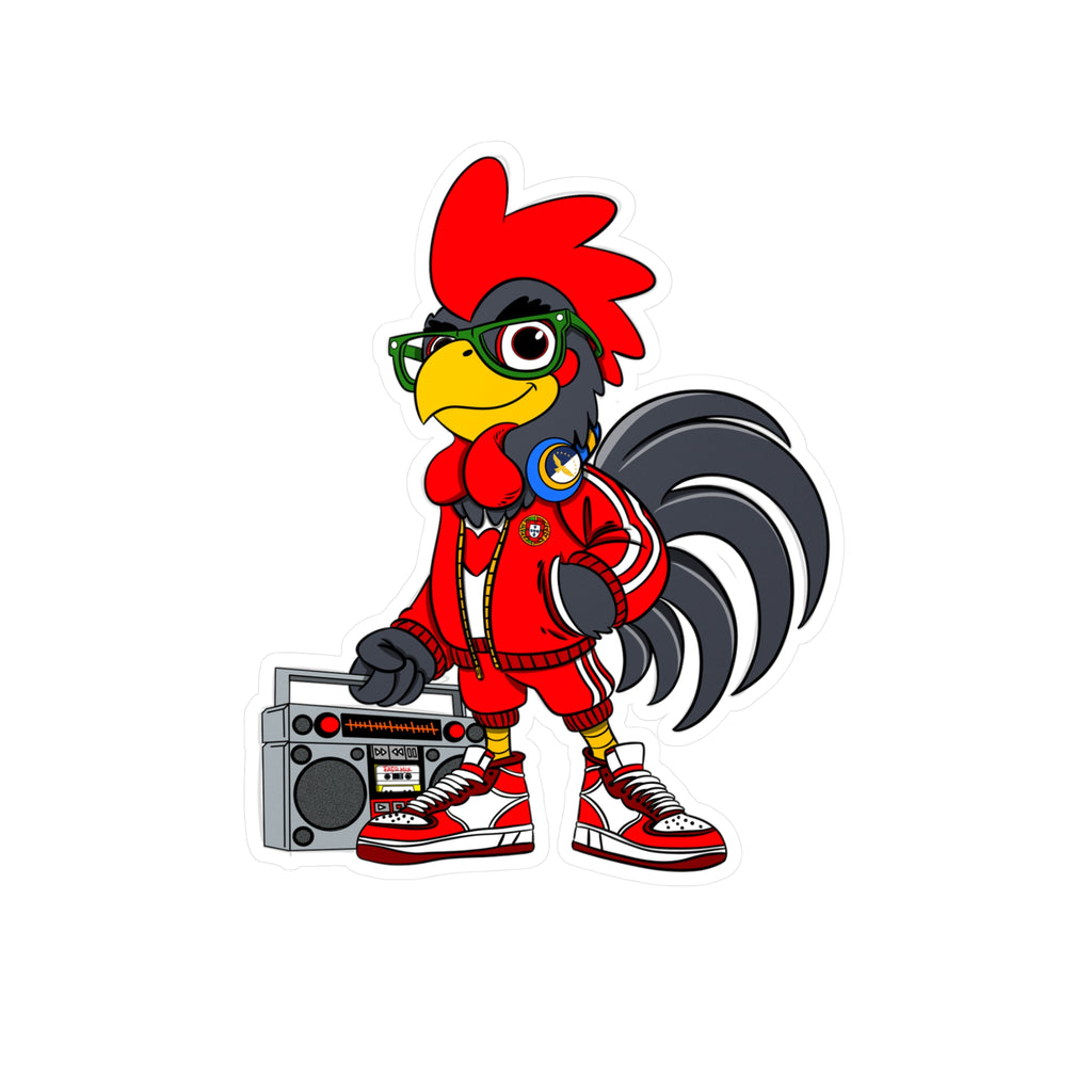 Hip-Hop Rooster Vinyl Decal, Fun Stickers for Laptop, Car, Wall, Office Decor, Gift for Chicken Lovers, Retro Vibe