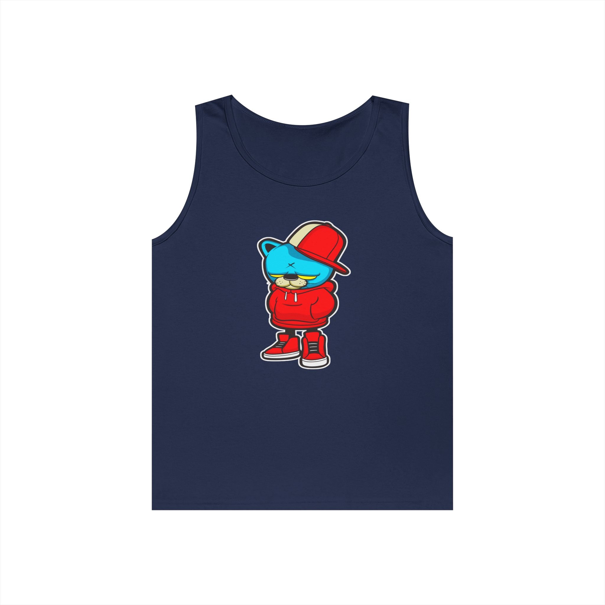 Cool Urban Bear Unisex Heavy Cotton Tank Top, Casual Streetwear, Summer Outfit, Gift for Friends, Cool Graphic Tee
